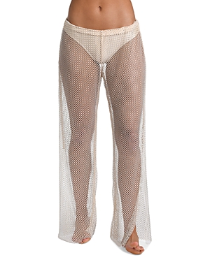 Shop L Agence L'agence Noemi Crochet Cover Up Pants In Champagne