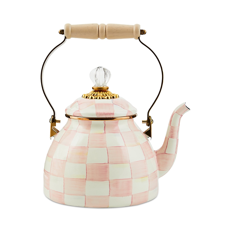 Mackenzie-childs Mackenzie Childs Rosy Check Enameled Steel 3-quart Tea Kettle In Multi