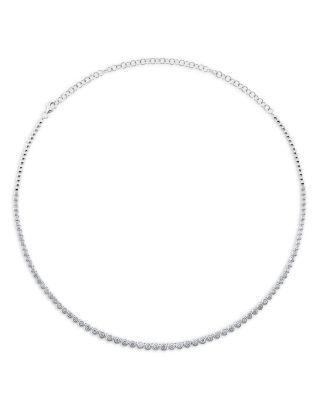 Moon & Meadow - 14K White Gold Bailey Diamond Bezel Collar Necklace, 18"