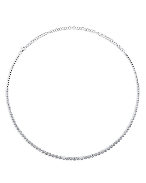 Moon & Meadow 14k White Gold Bailey Diamond Bezel Collar Necklace, 18 In Metallic
