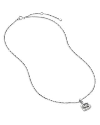 Pav&eacute; Initial Pendant Necklace in Sterling Silver with Diamond, 16"