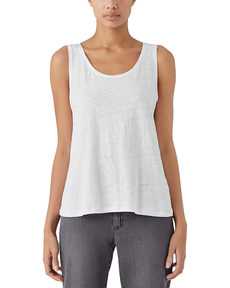Eileen Fisher Linen Knit Scoop Neck Tank In White