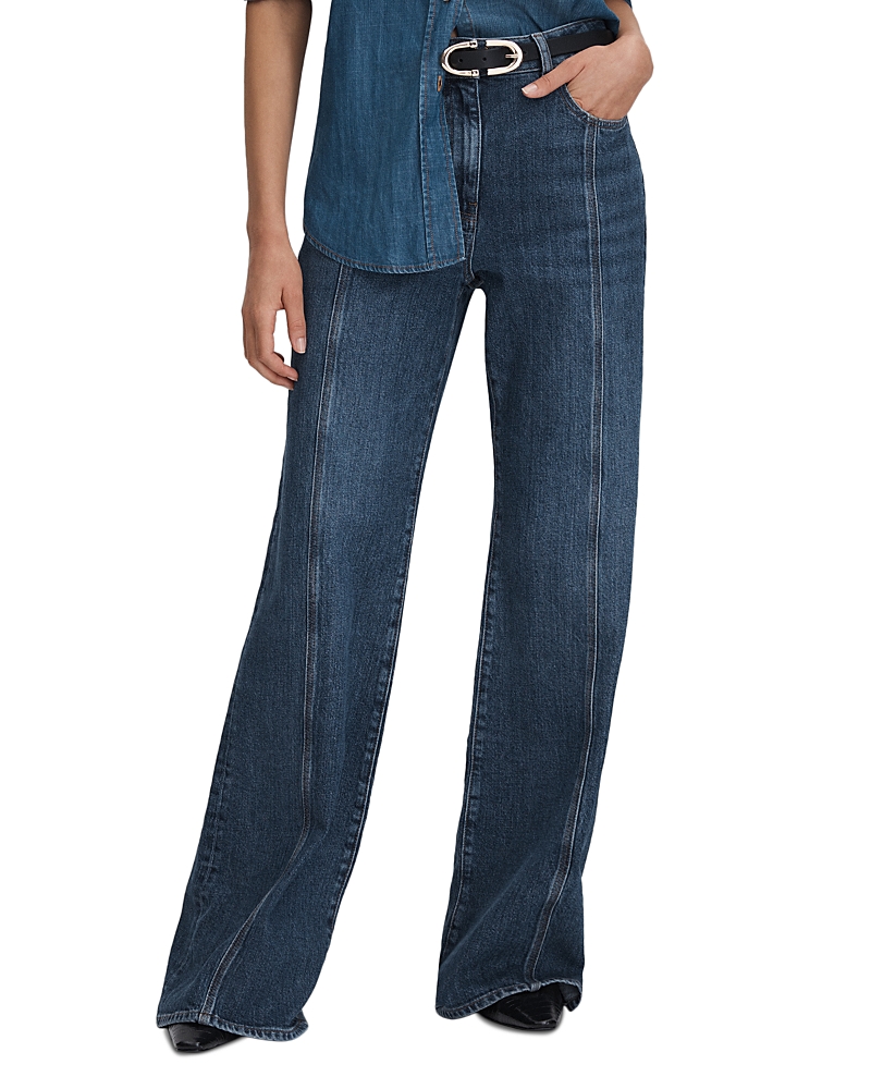 Shop Reiss Juniper Flare Jeans In Dark Blue In Mid Blue