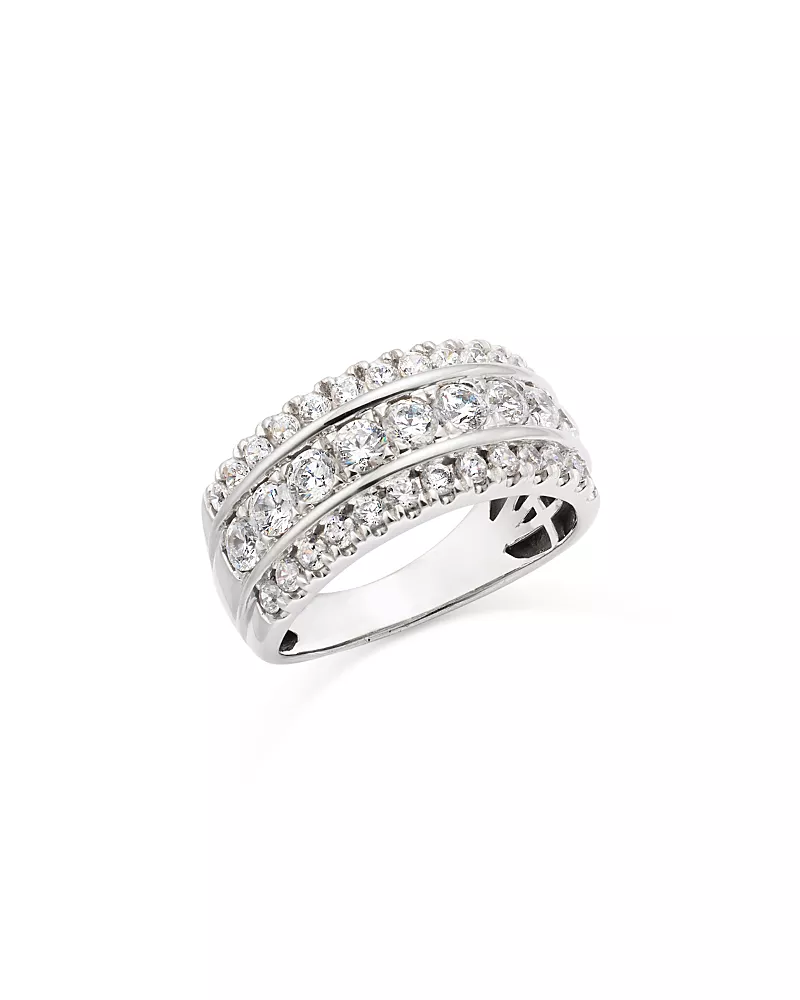 Bloomingdale's Fine Collection Diamond Triple Row Ring in 14K White Gold, 1.50 tcw