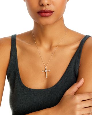 Diamond Cross Pendant Necklace in 14K Yellow Gold, 1.0 tcw 