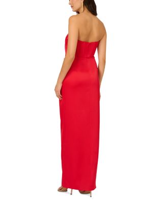 Satin Strapless Draped Column Gown