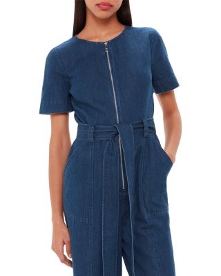 Denim Short Sleeve Jumpsuit