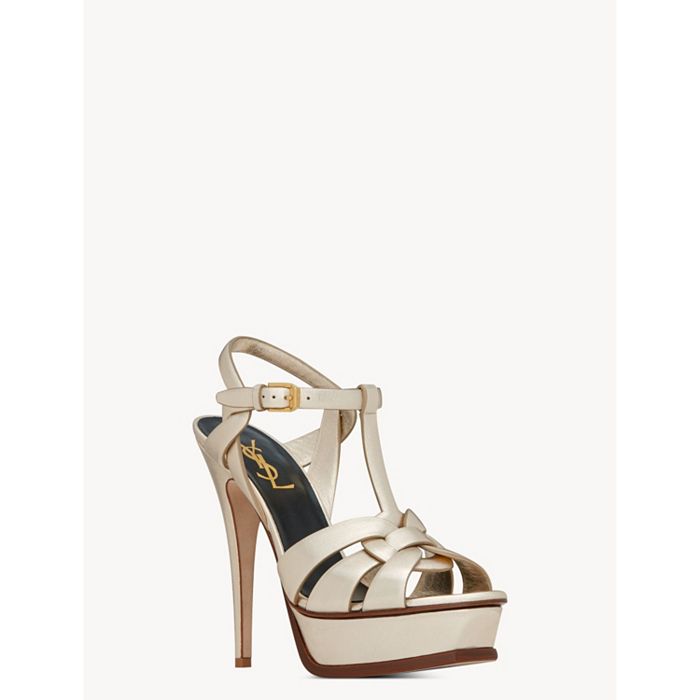 Saint Laurent Tribute Sandals in Metallic Leather Bloomingdale's