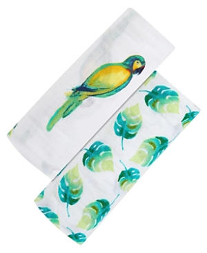 Shop Malabar Baby Unisex Swaddle Gift Set - Baby, Little Kid In Tropical Paradise (parrot + Leaf)
