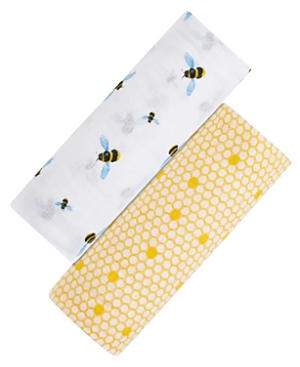 Shop Malabar Baby Unisex Swaddle Gift Set - Baby, Little Kid In Busy Bees (bee + Bee Hive)