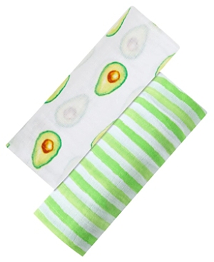 Shop Malabar Baby Unisex Swaddle Gift Set - Baby, Little Kid In Avo-cuddle (avocado + Lime Stripe)