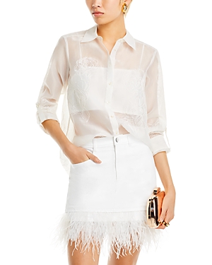 Shop Cinq À Sept Cinq A Sept Embroidered Organza Blouse In Ivory