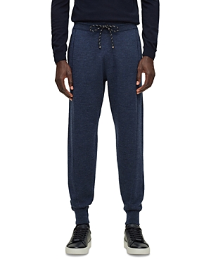 Shop Hugo Boss Onestino Wool Drawstring Regular Fit Jogger Pants In Dark Blue