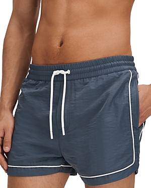 Shop Reiss Piped Drawstring 5 Swim Trunks In Airforce Blue