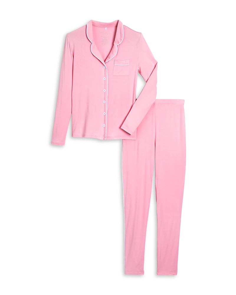 Shop Katiejnyc Girls' Maia Long Sleeved Top & Pants Pajamas Set - Big Kid In Baby Pink/white