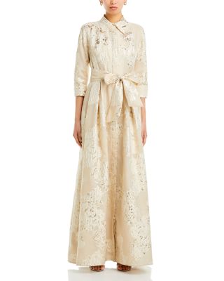 Metallic Jacquard Shirt Dress Gown