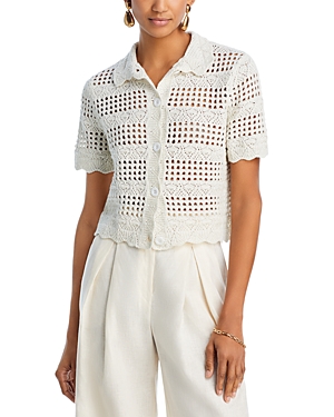 Shop Aqua Crochet Knit Shirt - 100% Exclusive In Cream