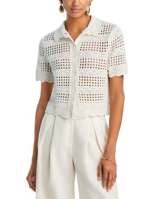 トップス LEINWANDE Olive crochet shirts white Olive Crochet Shirts/White | leinwände | ラインヴァンドの