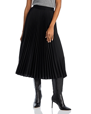 Aqua Pleated Satin Midi Skirt - 100% Exclusive In Black