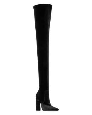 SAINT LAURENT - Women's Auteuil Over The Knee Boots in Stretch Velvet