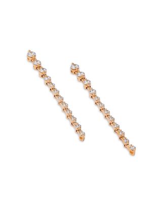 Diamond Linear Drop Earrings in 14K Yellow Gold, 1.0 tcw