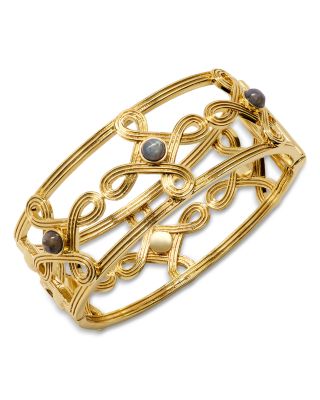 Capucine De Wulf Monique Compass Hinged Bangle Bracelet in 18K Gold Plated
