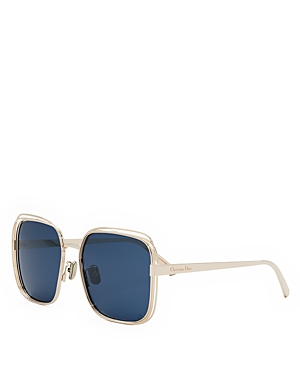 Shop Dior S1u Square Sunglasses, 58mm In Gold/blue Solid