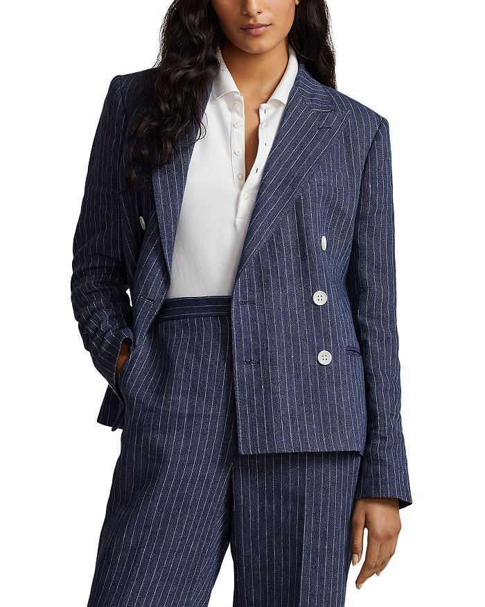 Ralph Lauren Pinstripe Double Breasted Blazer Bloomingdale's
