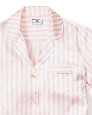Mulberry Silk Pink Stripe Short Pajama Set