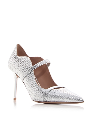 Malone Souliers Women's Maureen Embossed Pointed Toe Pumps In Silver/silver
