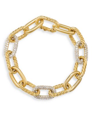 DY Madison&reg; Chain Bracelet in 18K Yellow Gold with Diamonds, 11mm