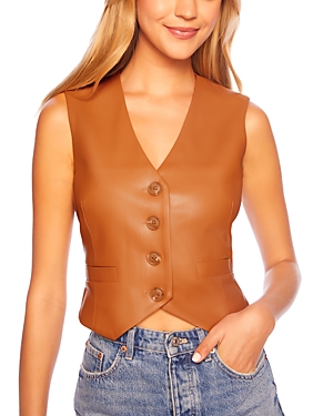 Shop Susana Monaco Faux Leather Vest In Caramel