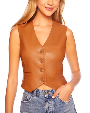 Susana Monaco Faux Leather Vest In Caramel
