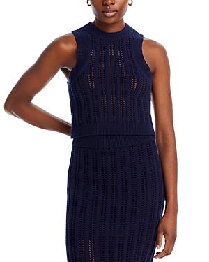 Shop A.l.c Jade Open Knit Sleeveless Top In Navy