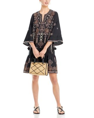 faye embroidered dress The Faye Embroidered Temple Dress in White S / Regular