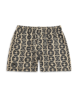 Shop Oas Forge Hypnotise Tailored Fit 4.3 Swim Trunks In Black