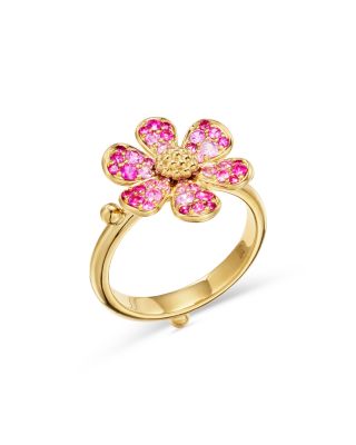 18K Yellow Gold Multi-Gemstone & Diamond Flower Power Ring
