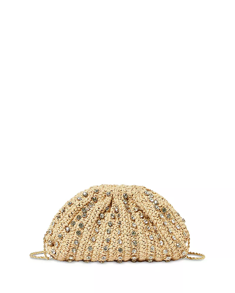 Loeffler Randall Bailey Embellished Pleated Raffia Clutch