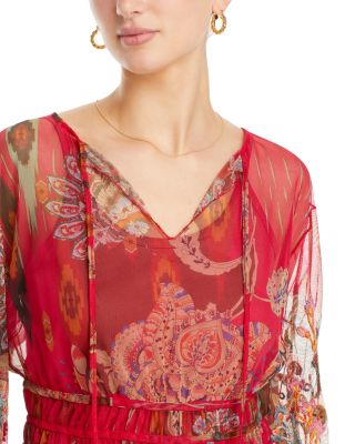Feather Lark Embroidered Mesh Blouse