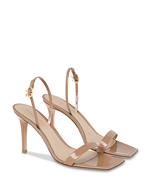 Gianvito Rossi Ribbon Buckle Stiletto Heels With Squared Toe Design In Praline