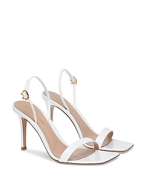 Shop Gianvito Rossi Women's Ribbon Stiletto 85 High Heel Sandals In White