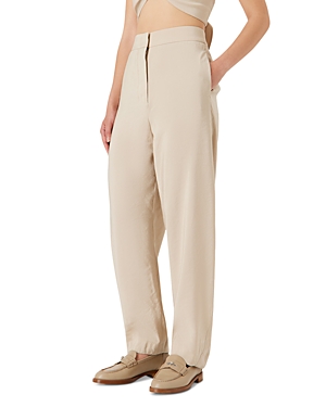 Shop Emporio Armani Tapered Leg Pants In Solid Light