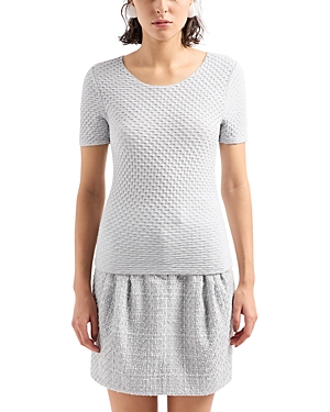 Emporio Armani Jacquard Short Sleeve Sweater In Solid Light