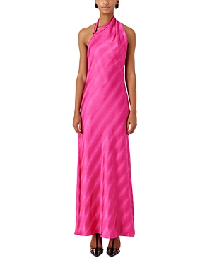 Shop Emporio Armani Wrap Neck Maxi Dress In Electric Pink