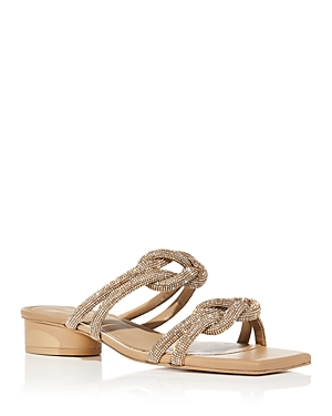 Cult Gaia Women's Jenny Knotted Strap Low Heel Sandals In Sand Dollar
