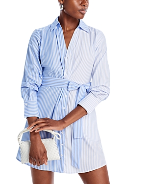 Aqua Striped Poplin Shirtdress - 100% Exclusive In White/blue
