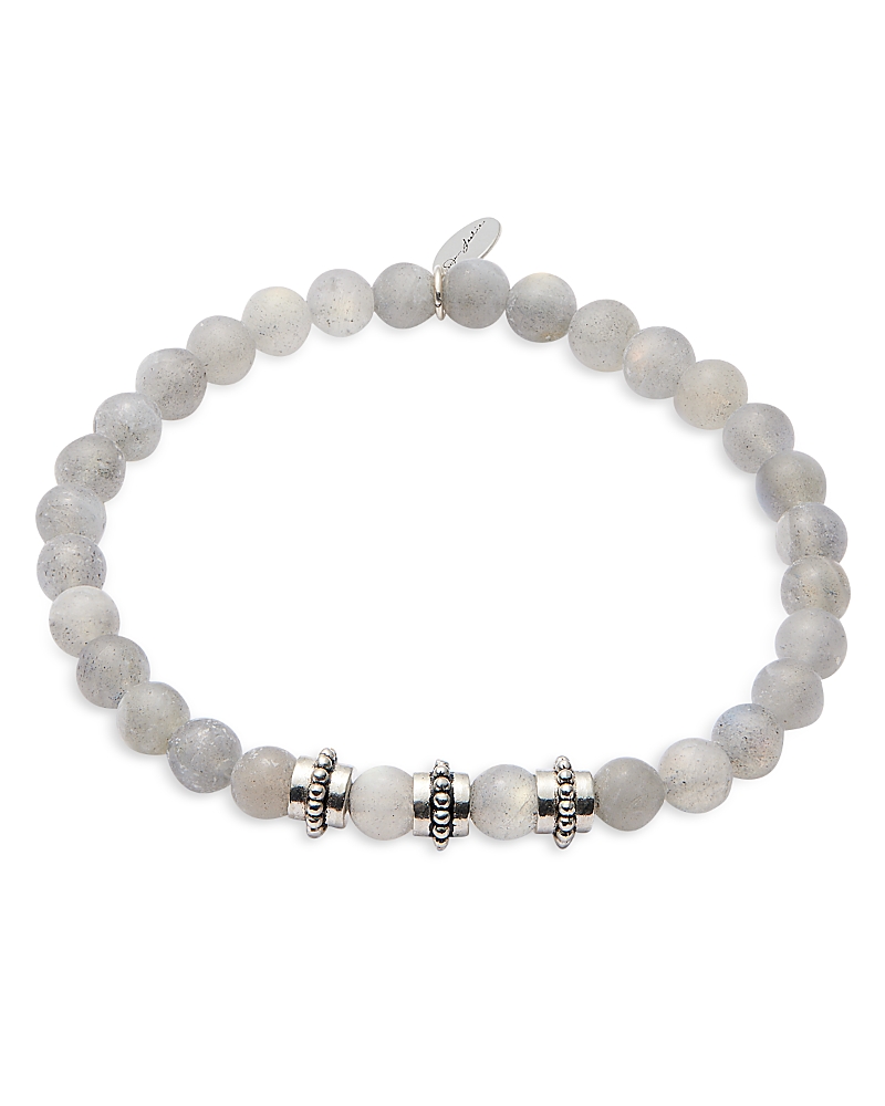 Jan Leslie Labradorite Beaded & Sterling Silver Stretch Bracelet In Metallic