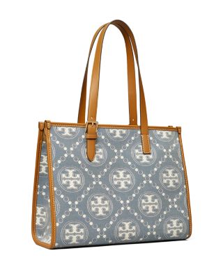 Small T Monogram Denim Tote