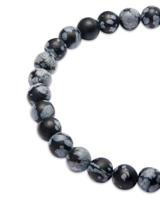 Matte Snowflake Obsidian Beaded Bracelet