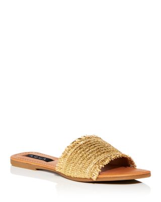 AQUA - Women's Meile Fringed Raffia Slide Sandals - Exclusive